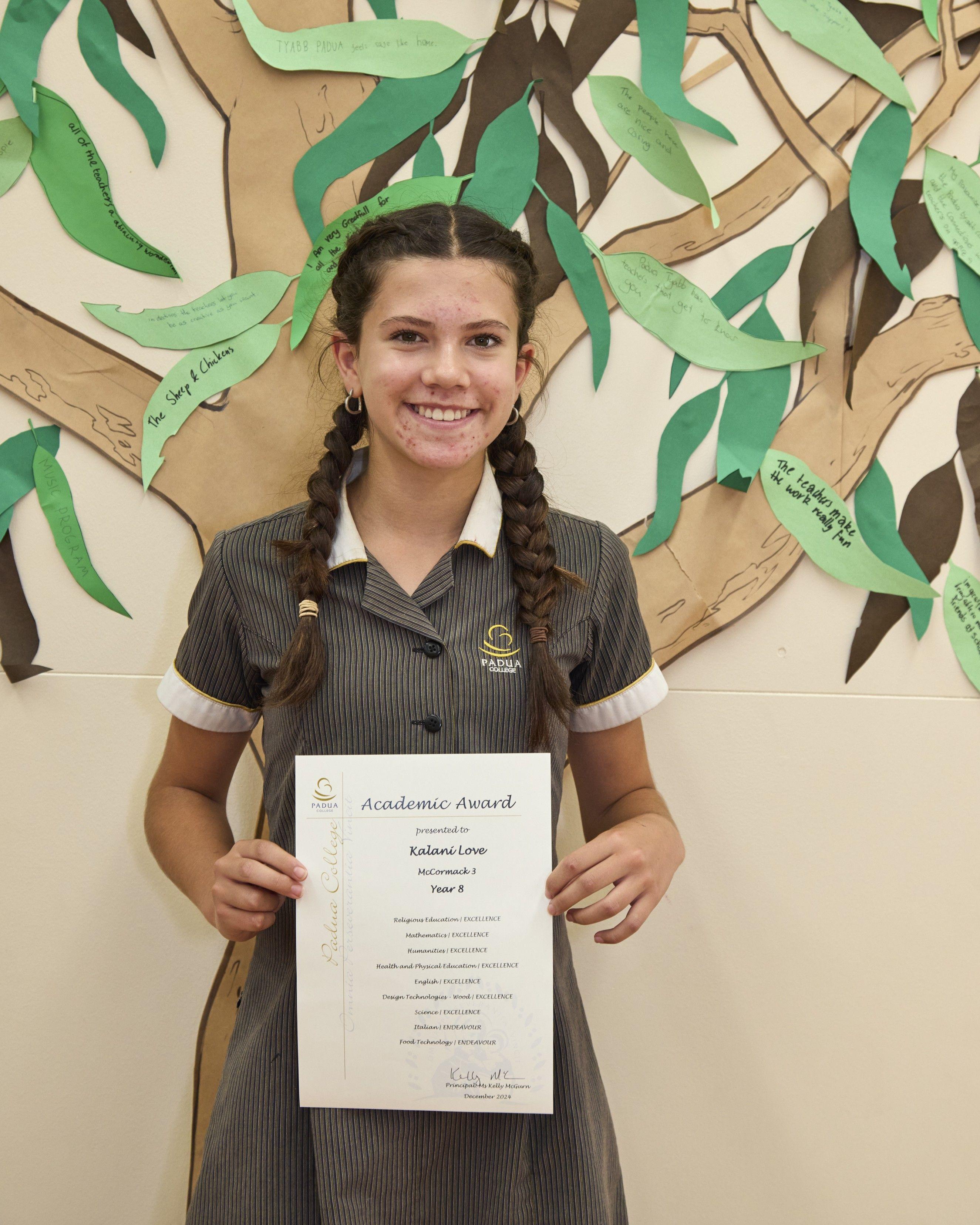1 S4 A0693 Tyabb Dec24 YEAR 8 ACADEMIC AWARD 1